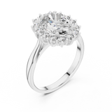 2.2 Carat Oval Cut Flower Moissanite Ring