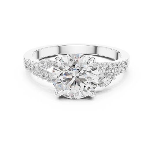2.2 Carat Lux Band Round Cut Moissanite Ring