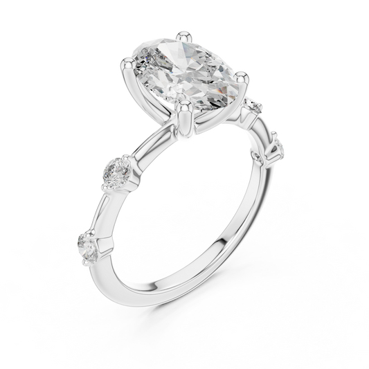 2.2 Carat Fancy Oval Cut Moissanite Ring