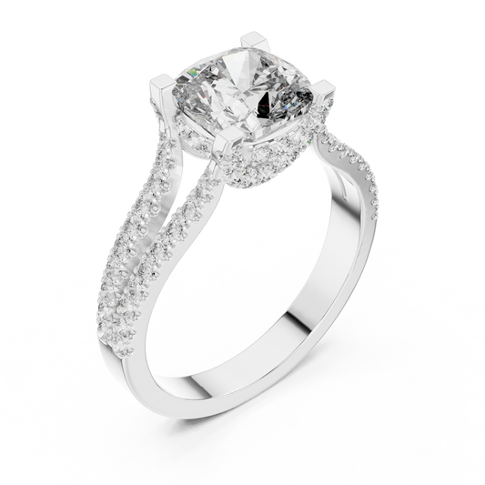 2.1 Carat Lucent Cushion Cut Moissanite Ring