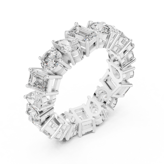 5.7 carat - 6.27mm three cut type moissanite diamond band