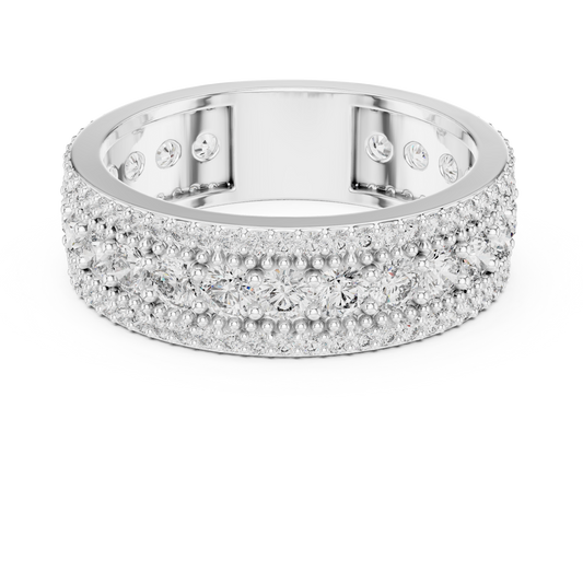 1.8 carat - 6 mm three layer stack Moissanite Band