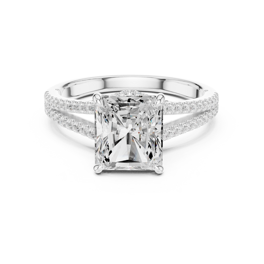2.8 Carat Double Band Emerald Cut Moissanite Ring