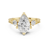 2.7 Carat Vintage Inspired Pear Cut Moissanite Ring