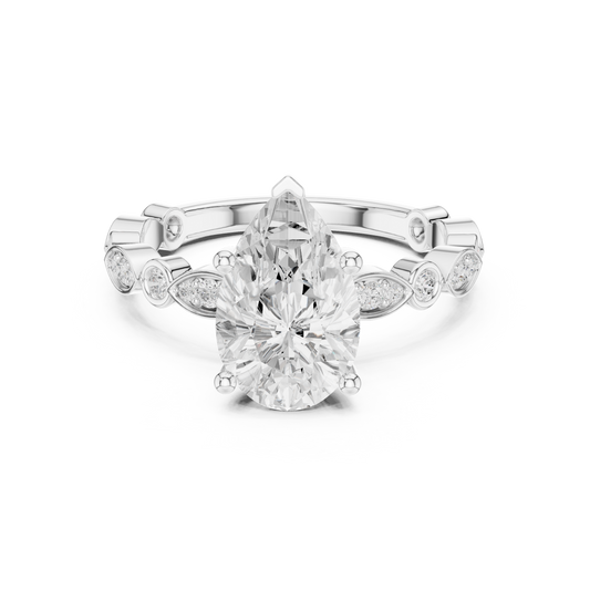 2.2 Carat Elegant Pear Cut Moissanite Ring