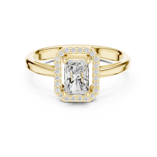 0.8 Carat Elegant Emerald Cut Moissanite Ring