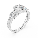 2.4 Carat Three Stone Round Cut Moissanite Ring