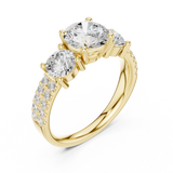 2.4 Carat Three Stone Round Cut Moissanite Ring