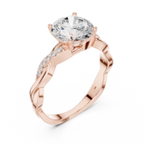 2.2 Carat Round Cut Designer Twisty Band Moissanite Ring