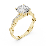 2.2 Carat Round Cut Designer Twisty Band Moissanite Ring