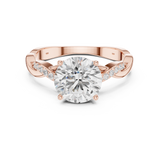 2.2 Carat Round Cut Designer Twisty Band Moissanite Ring