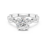 2.2 Carat Round Cut Designer Twisty Band Moissanite Ring