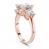 3.4 Carat Cushion Cut Three Stone Moissanite Ring
