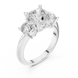 3.4 Carat Cushion Cut Three Stone Moissanite Ring