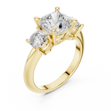 3.4 Carat Cushion Cut Three Stone Moissanite Ring