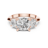3.4 Carat Cushion Cut Three Stone Moissanite Ring