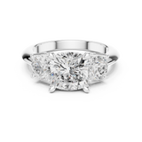 3.4 Carat Cushion Cut Three Stone Moissanite Ring