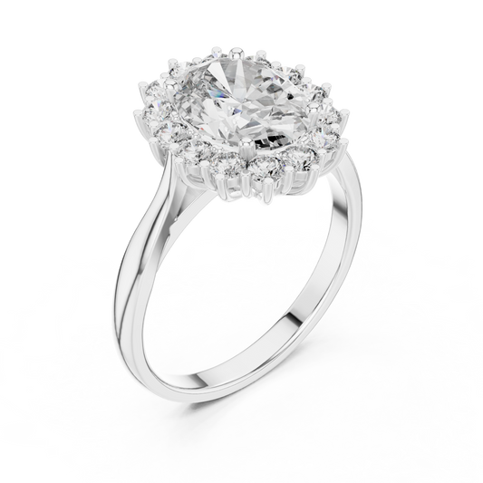 2.2 Carat Oval Cut Flower Moissanite Ring