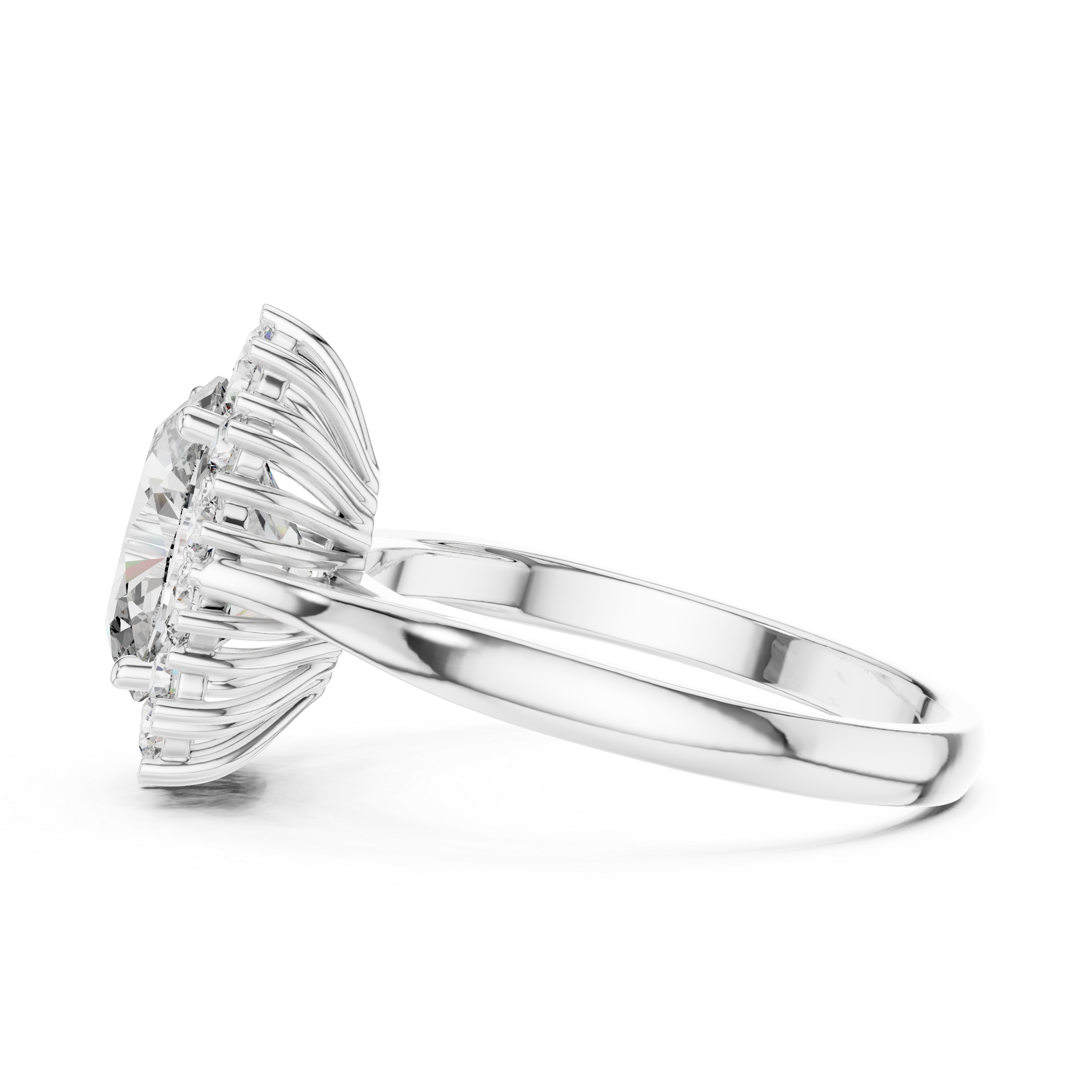2.2 Carat Oval Cut Flower Moissanite Ring