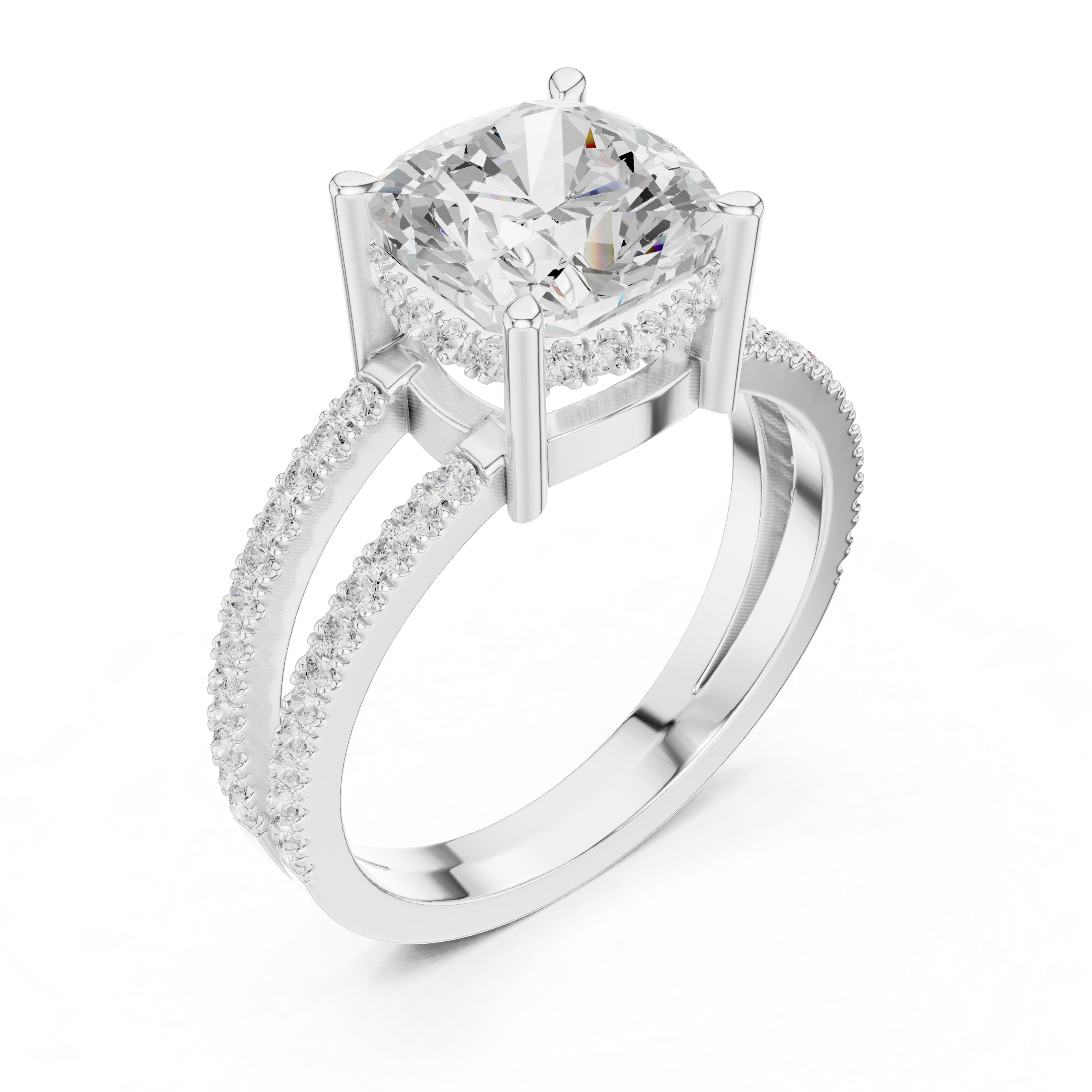 3.3 Carat Cushion Cut Moissanite Ring