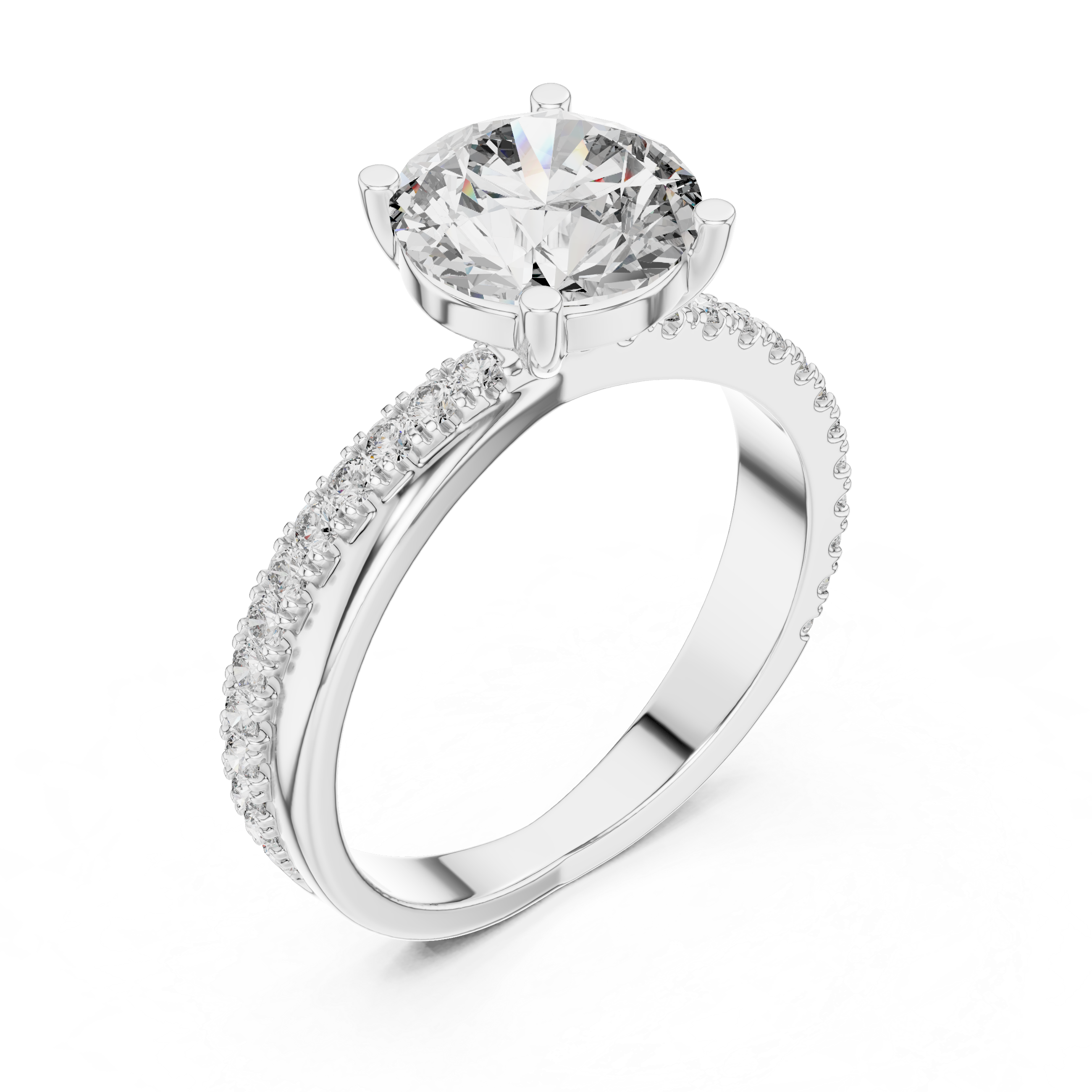 2.4 Carat Exquisite Round Cut Moissanite Ring