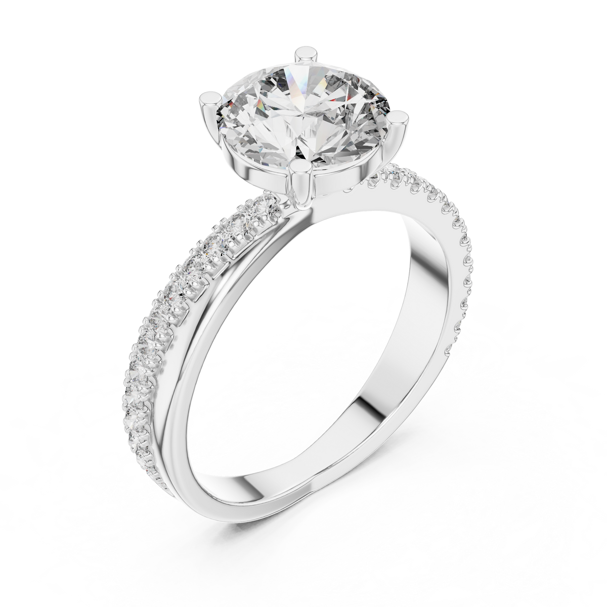 2.4 Carat Exquisite Round Cut Moissanite Ring