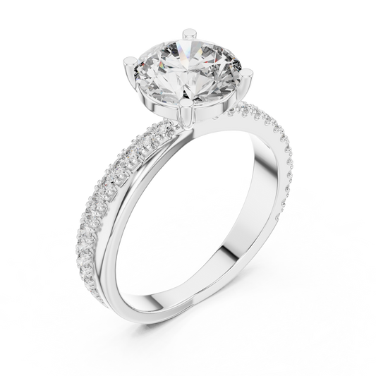 2.4 Carat Exquisite Round Cut Moissanite Ring