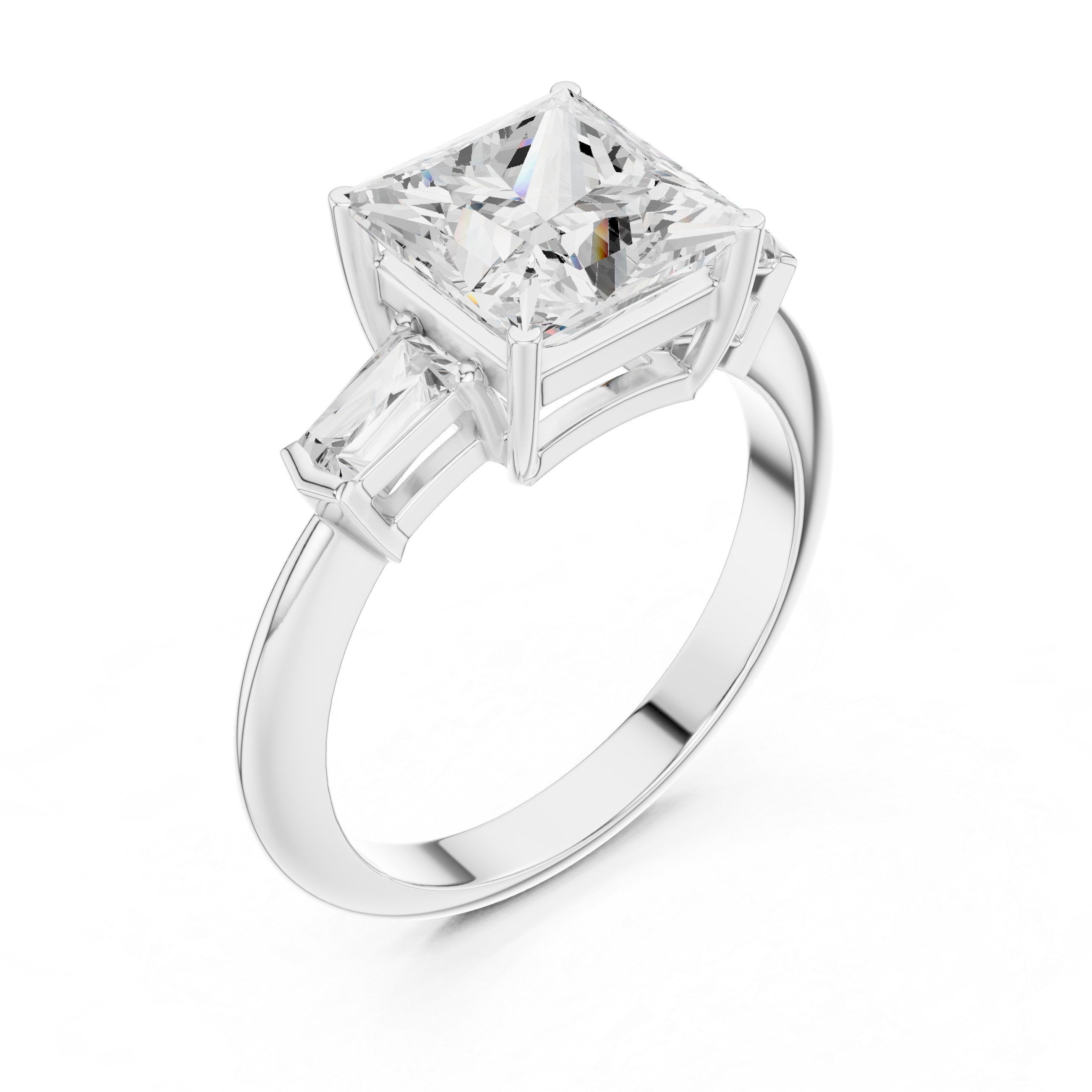 3.3 Carat Elegant Princess Cut Moissanite Ring