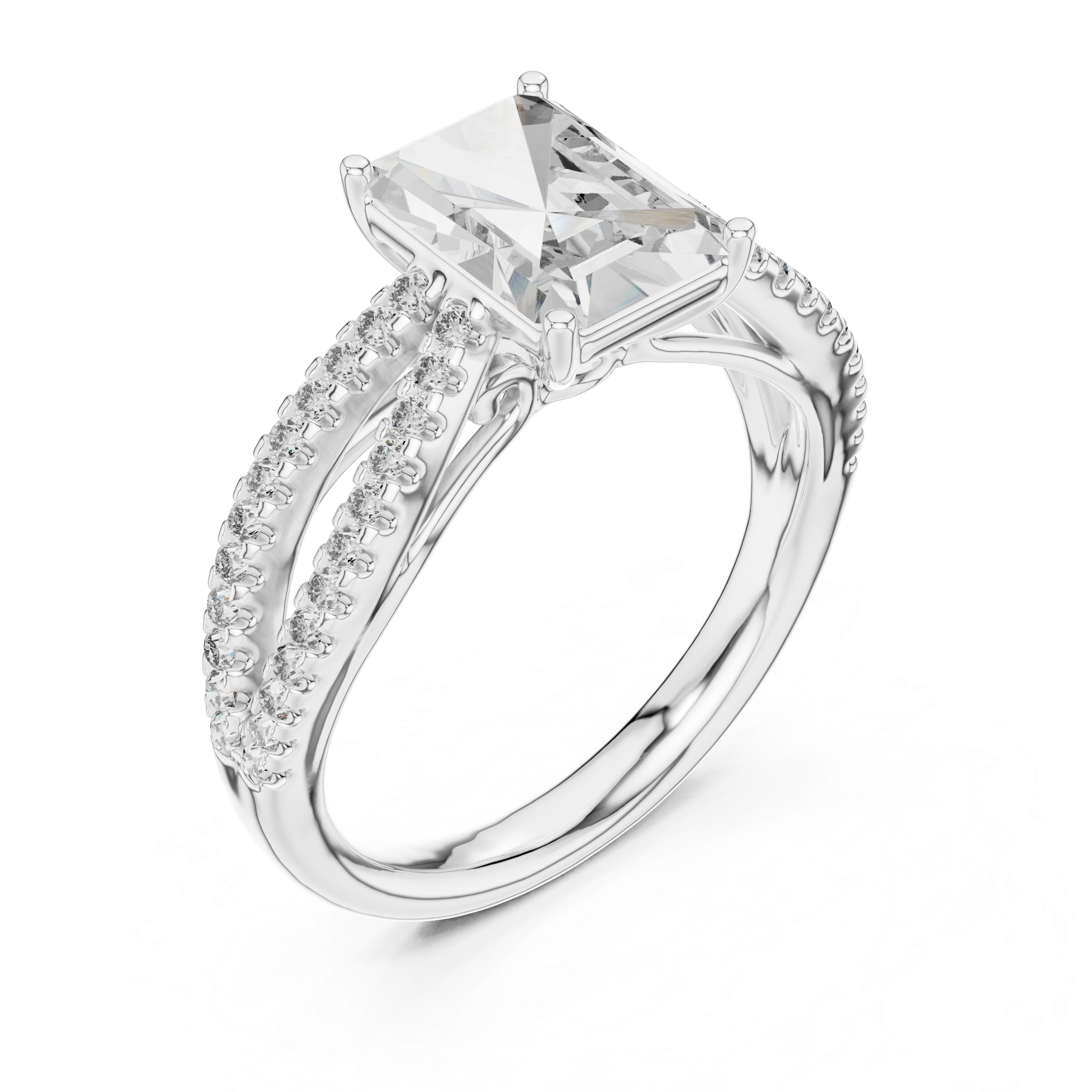 2.4 Carat Emerald Cut Moissanite Ring
