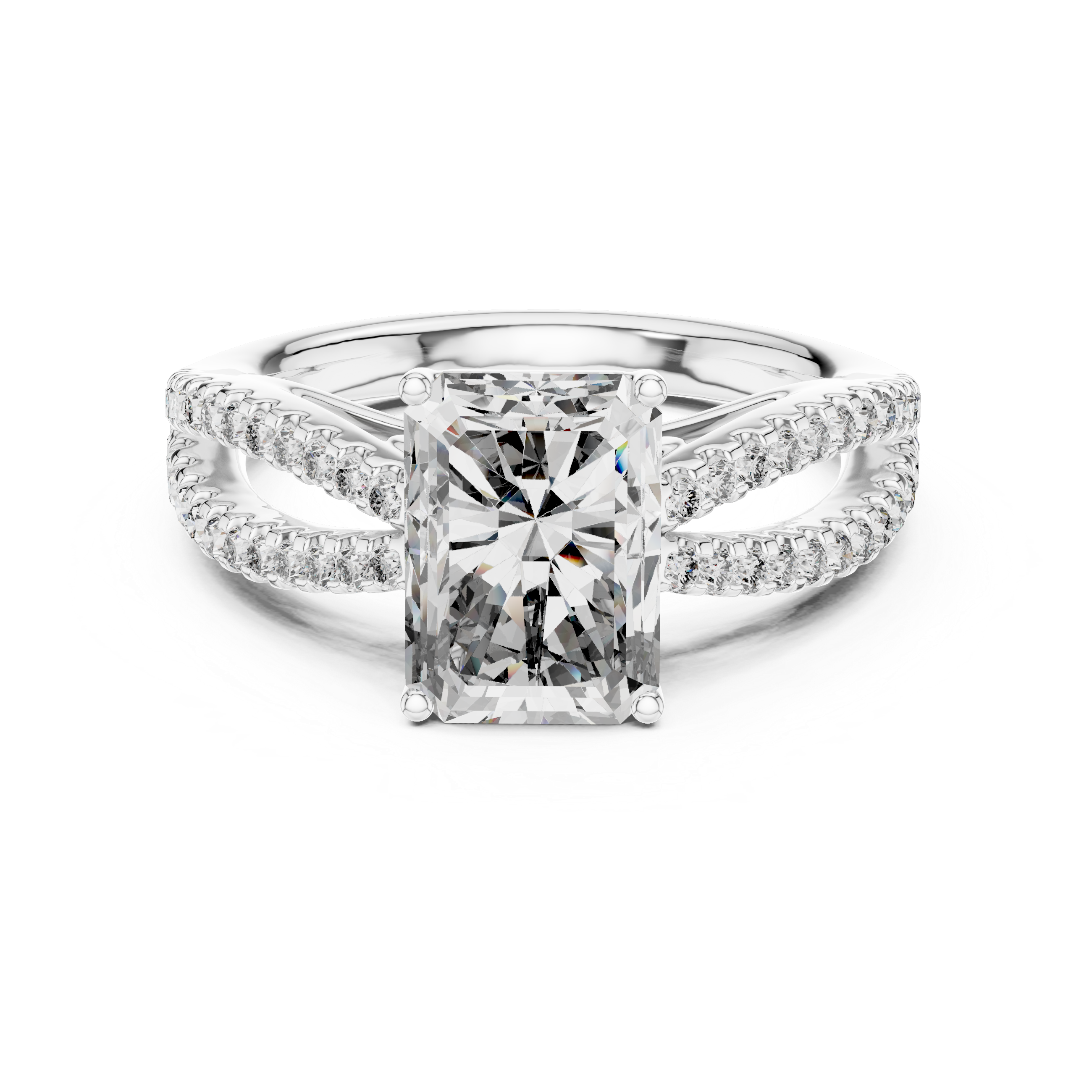 2.4 Carat Emerald Cut Moissanite Ring