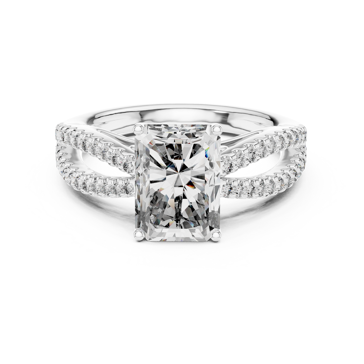 2.4 Carat Emerald Cut Moissanite Ring