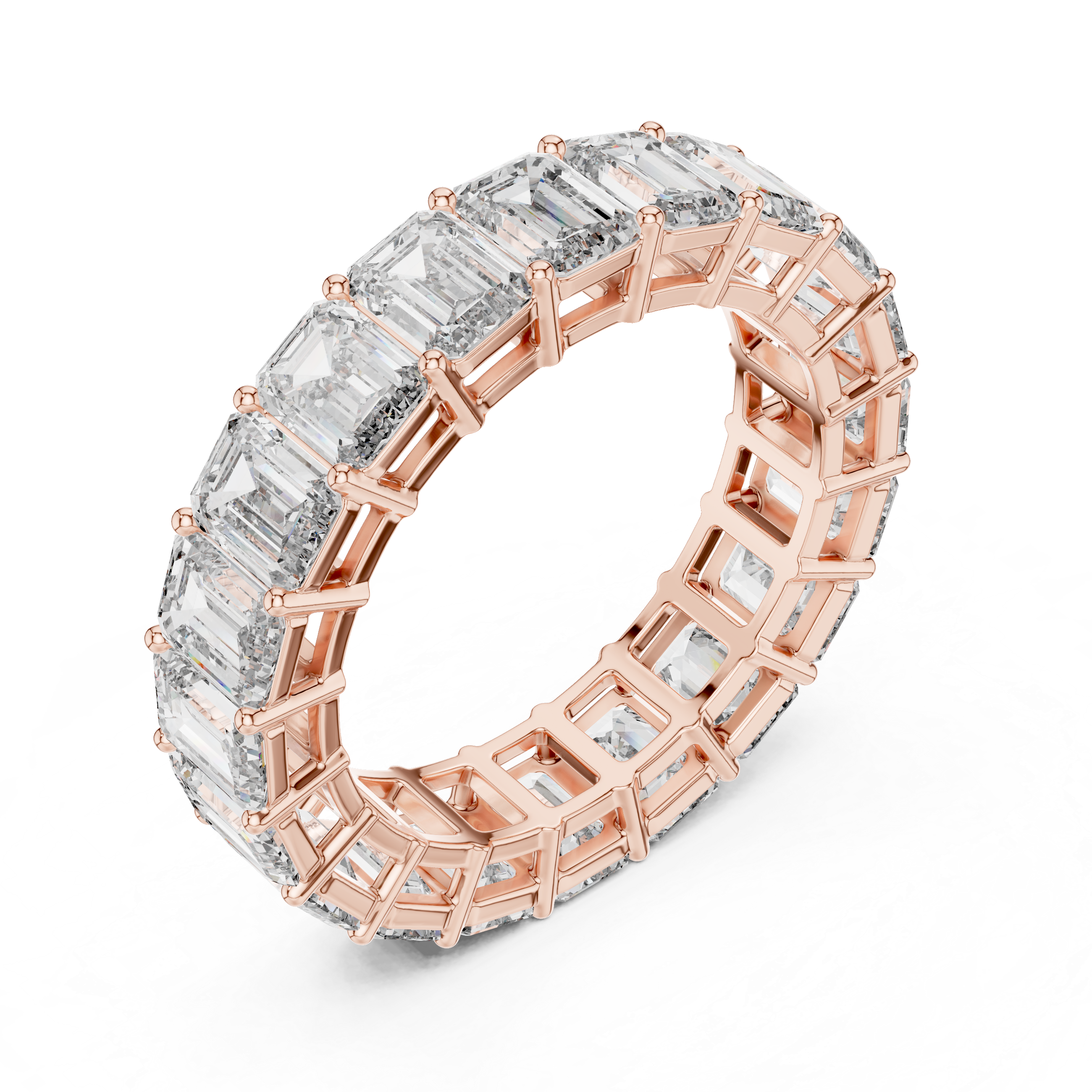 6 carat - 4.7 mm Glamorous Emerald cut Moissanit Band