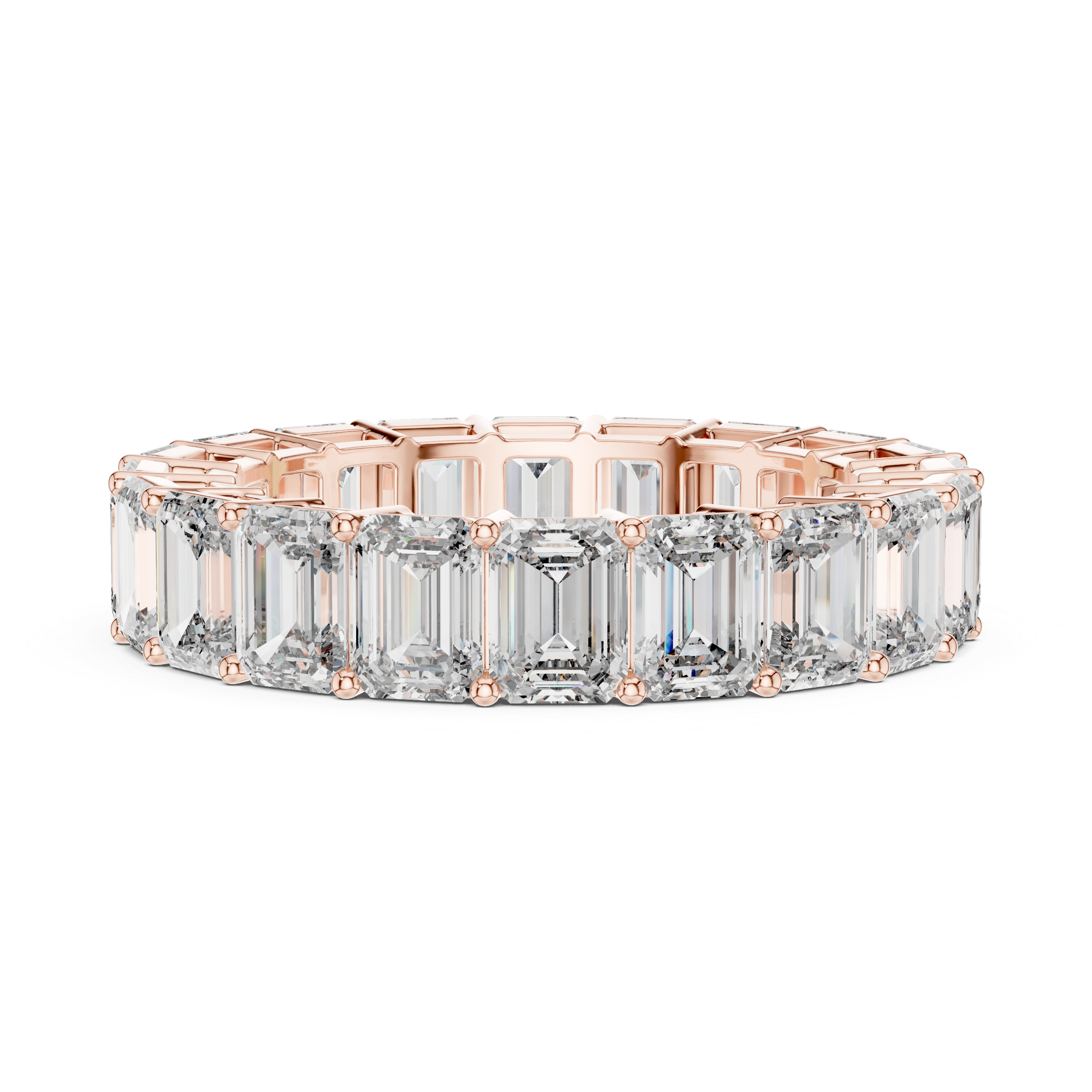 6 carat - 4.7 mm Glamorous Emerald cut Moissanit Band