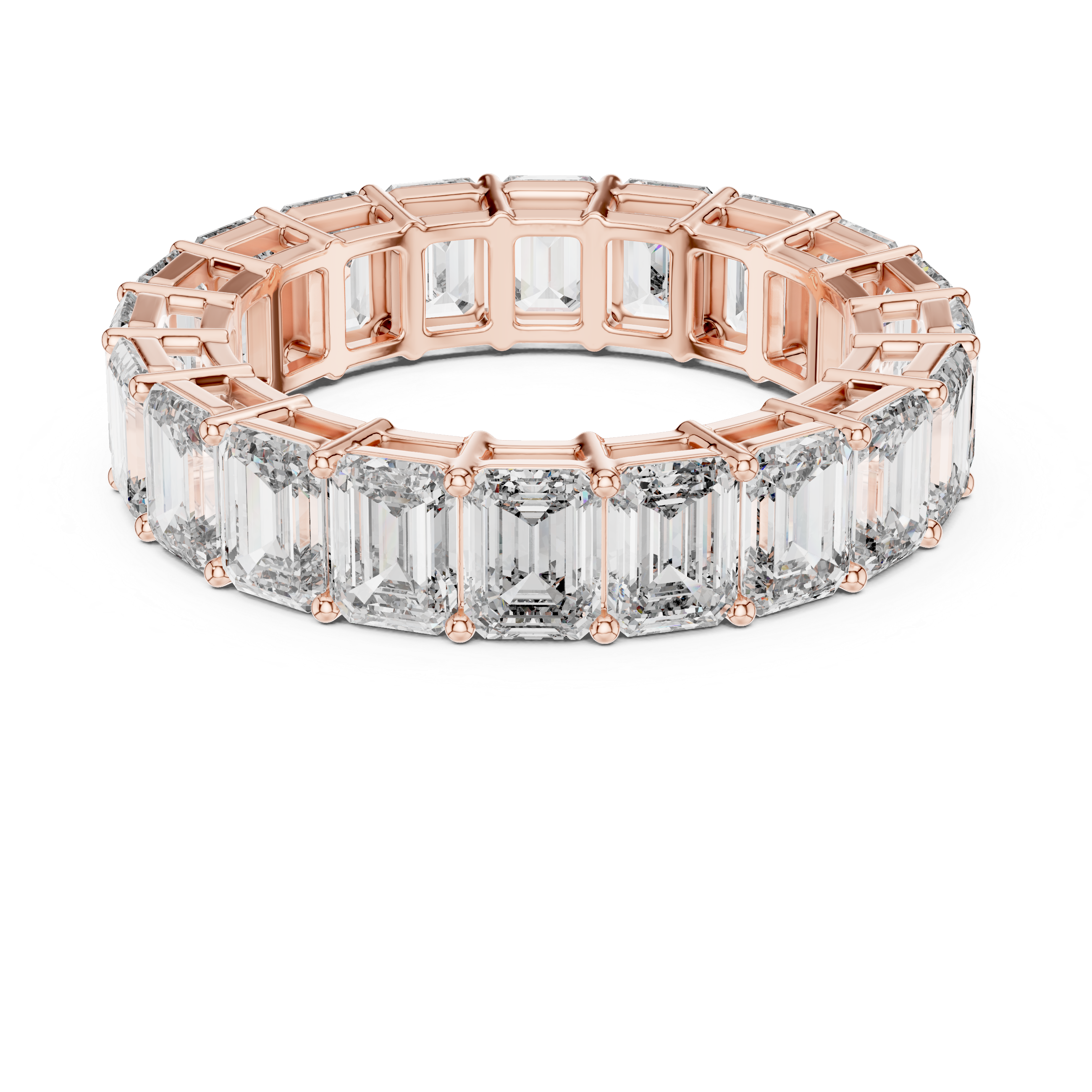 6 carat - 4.7 mm Glamorous Emerald cut Moissanit Band
