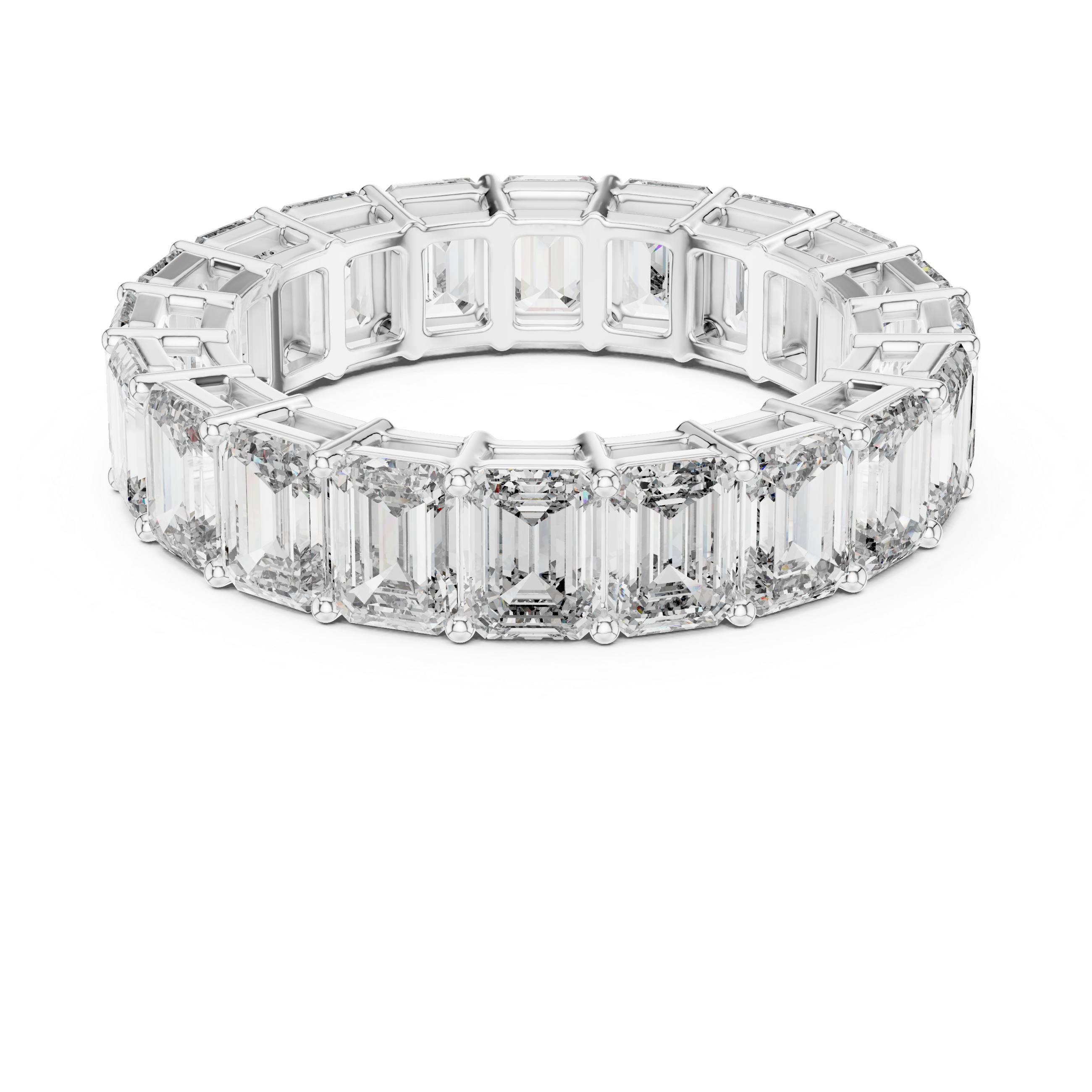 6 carat - 4.7 mm Glamorous Emerald cut Moissanit Band