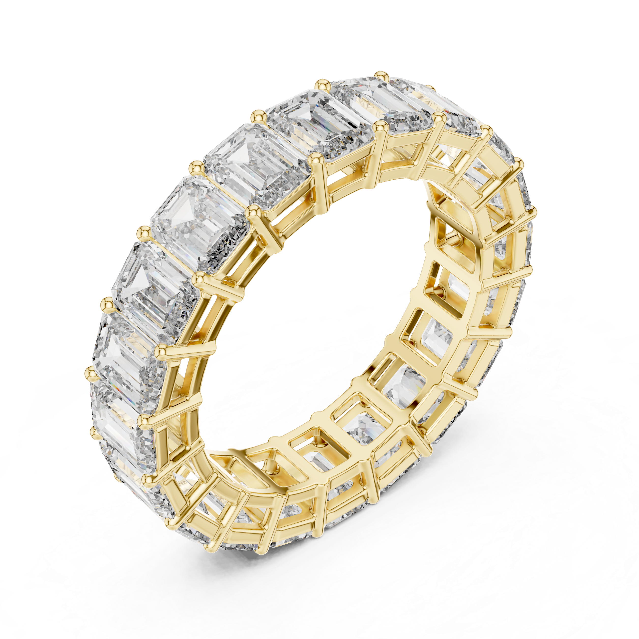 6 carat - 4.7 mm Glamorous Emerald cut Moissanit Band