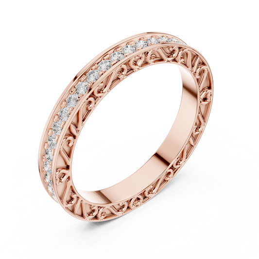 2.5 mm Vintage style Moissanite Band