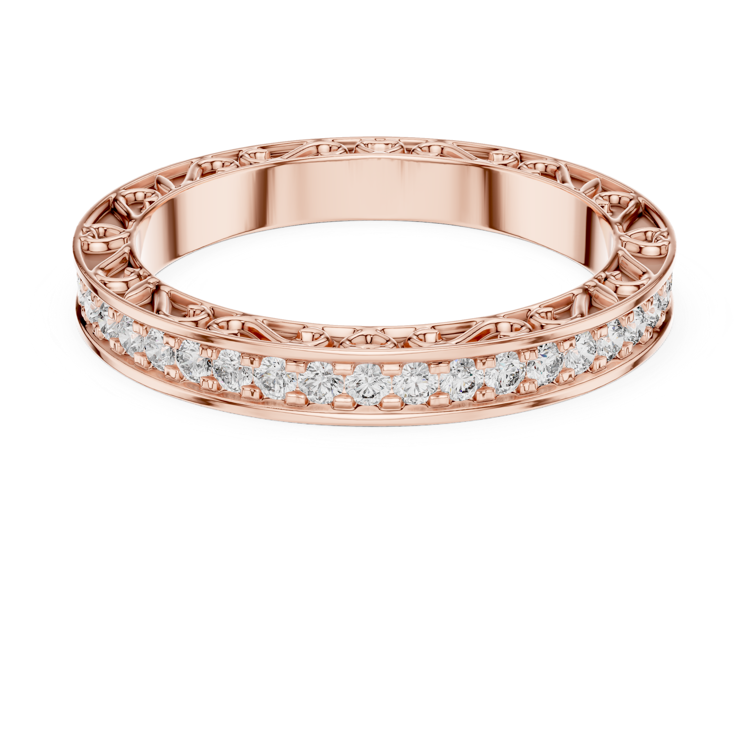 2.5 mm Vintage style Moissanite Band