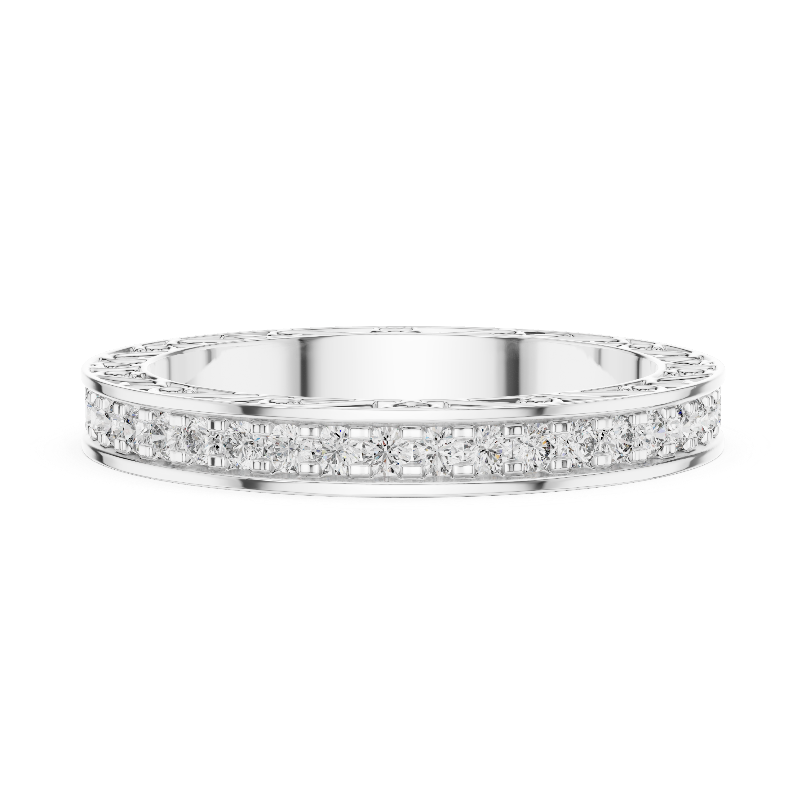 2.5 mm Vintage style Moissanite Band