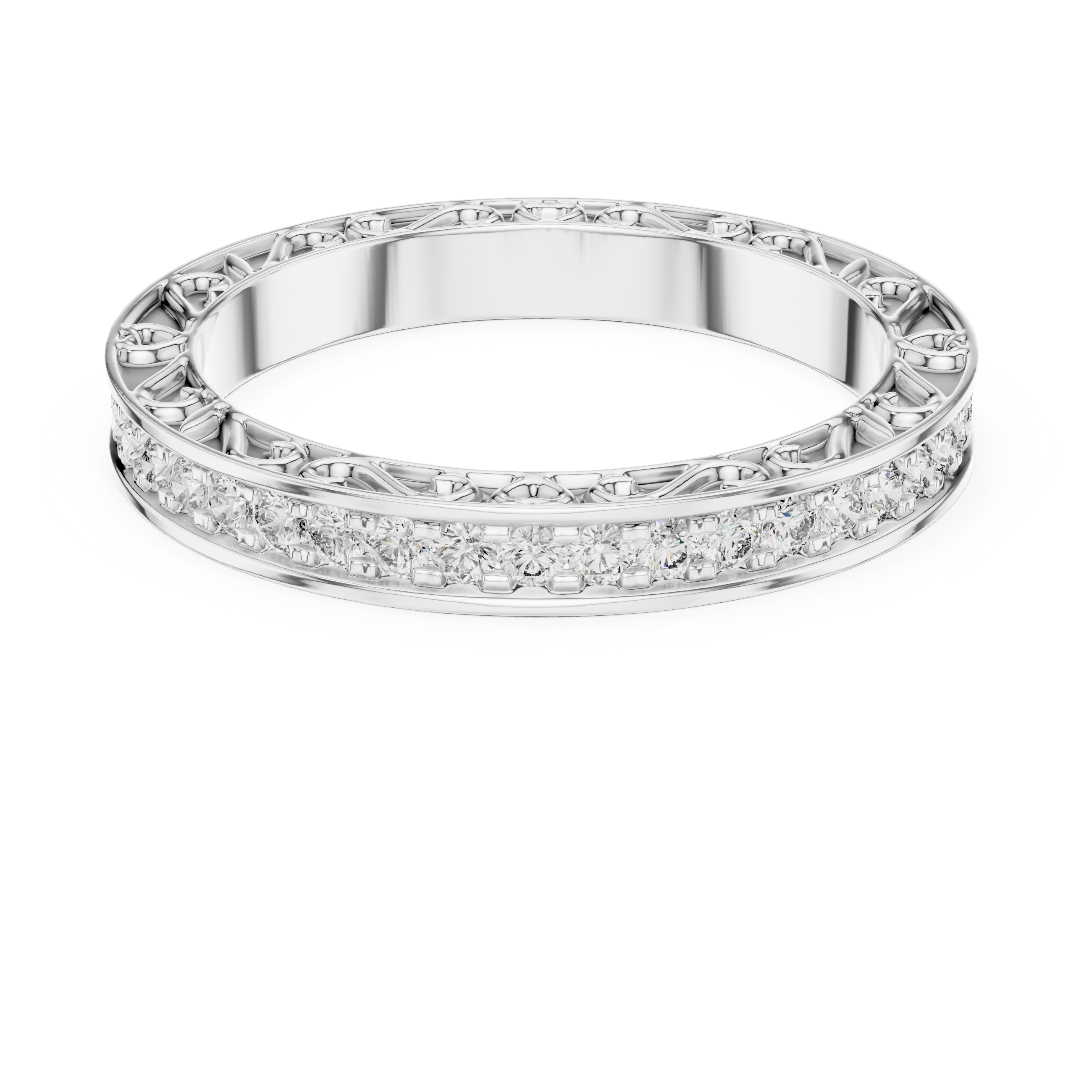 2.5 mm Vintage style Moissanite Band