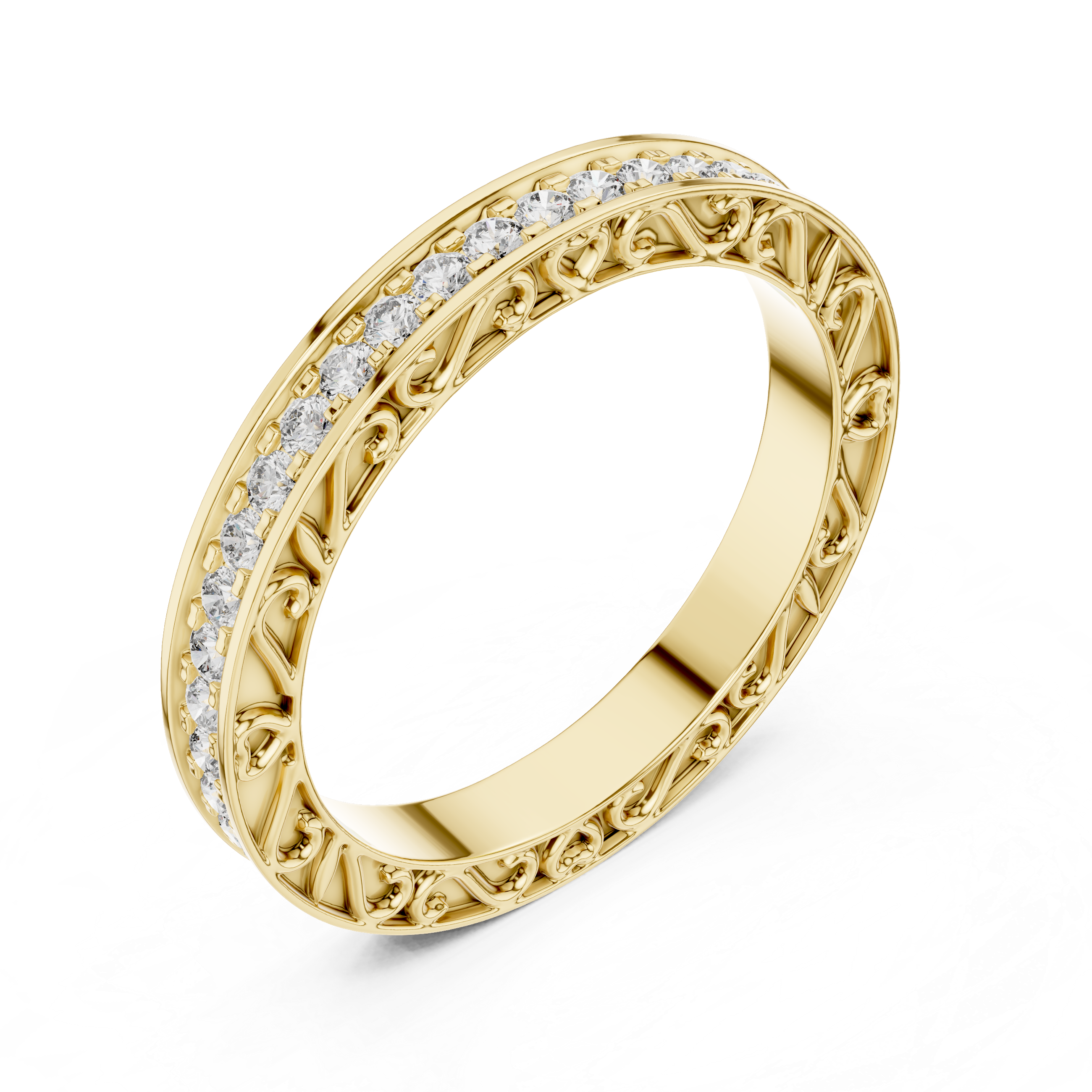 2.5 mm Vintage style Moissanite Band