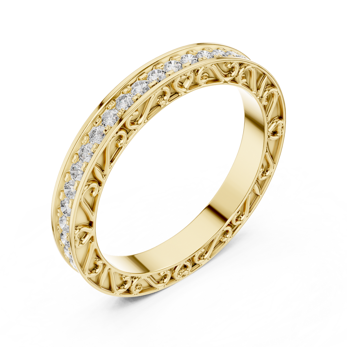 2.5 mm Vintage style Moissanite Band