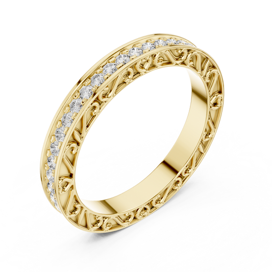 2.5 mm Vintage style Moissanite Band