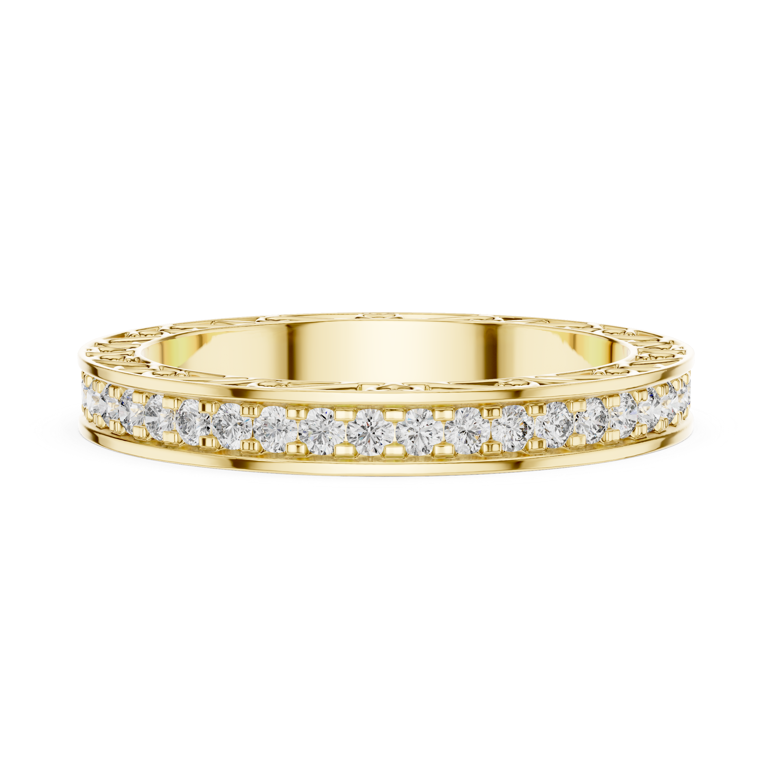 2.5 mm Vintage style Moissanite Band