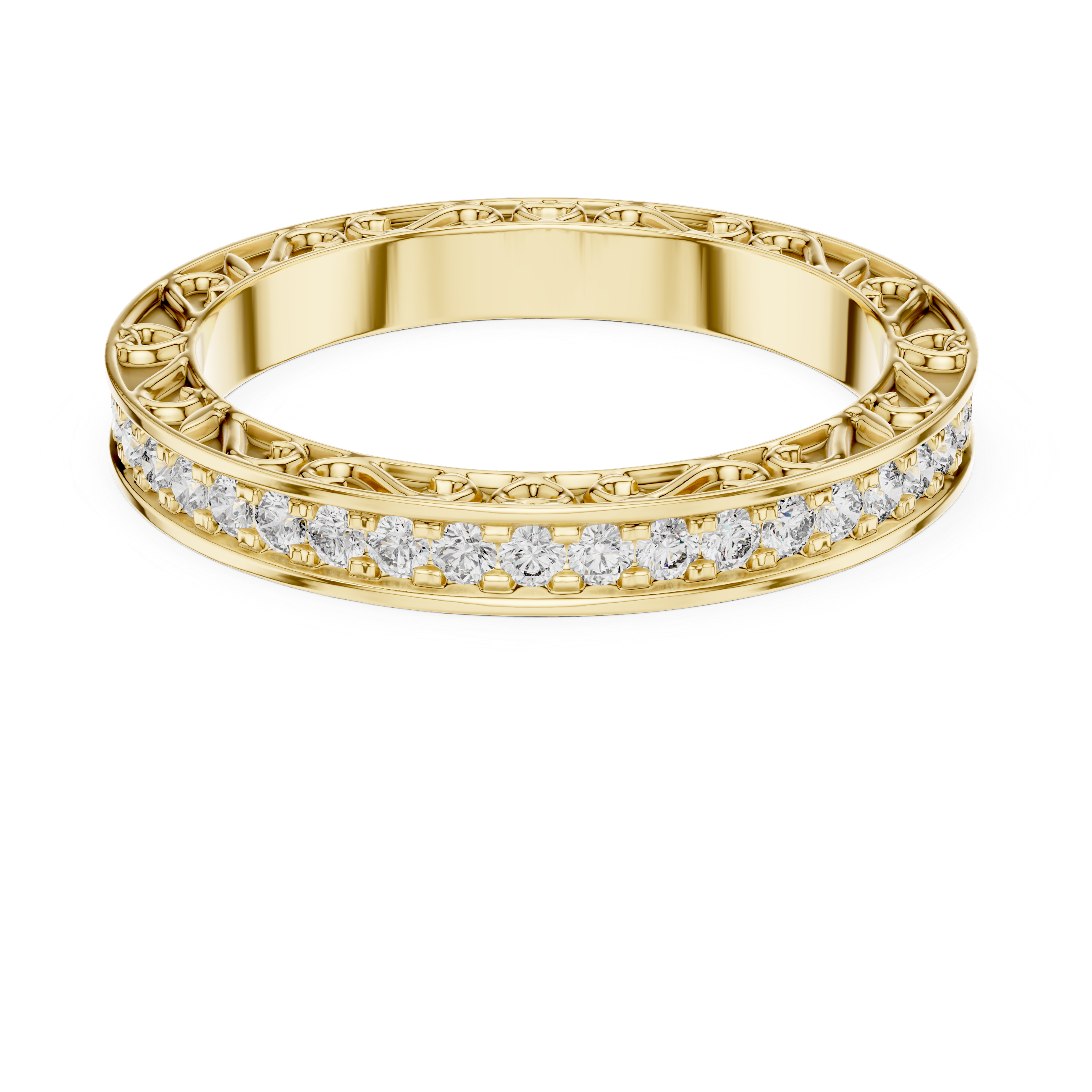 2.5 mm Vintage style Moissanite Band