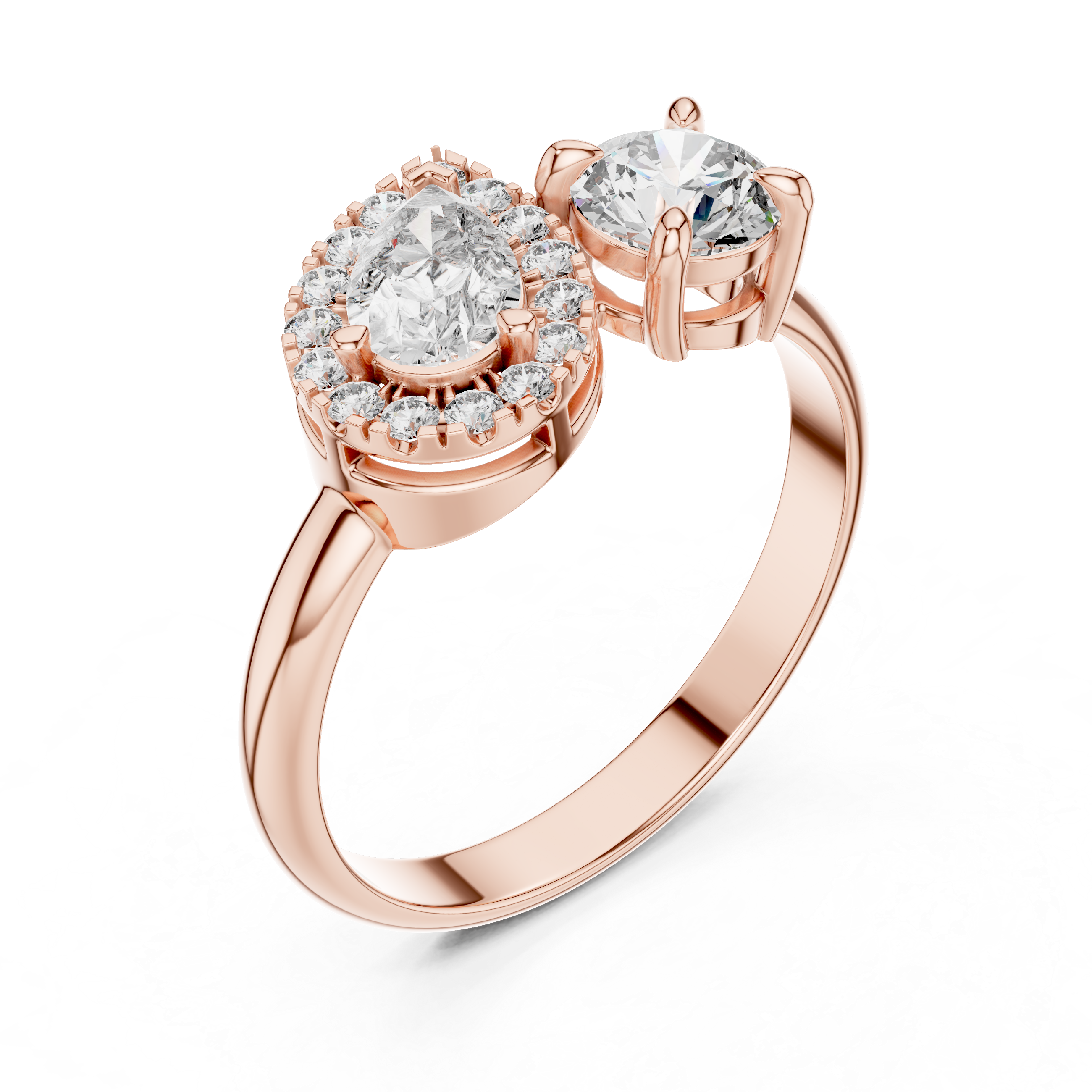 0.65 Carat Old Money Style Two Stone Moissanite Ring