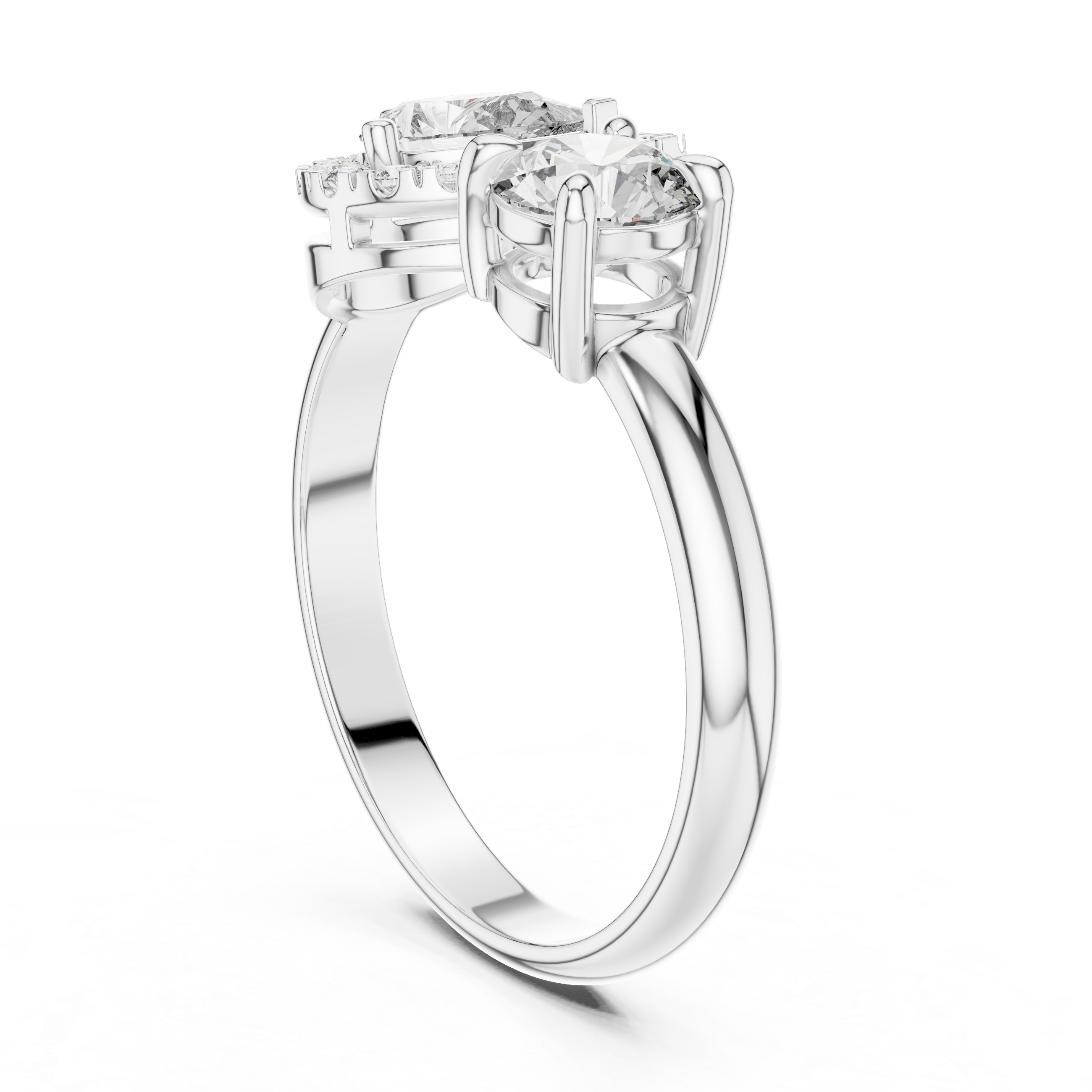 0.65 Carat Old Money Style Two Stone Moissanite Ring