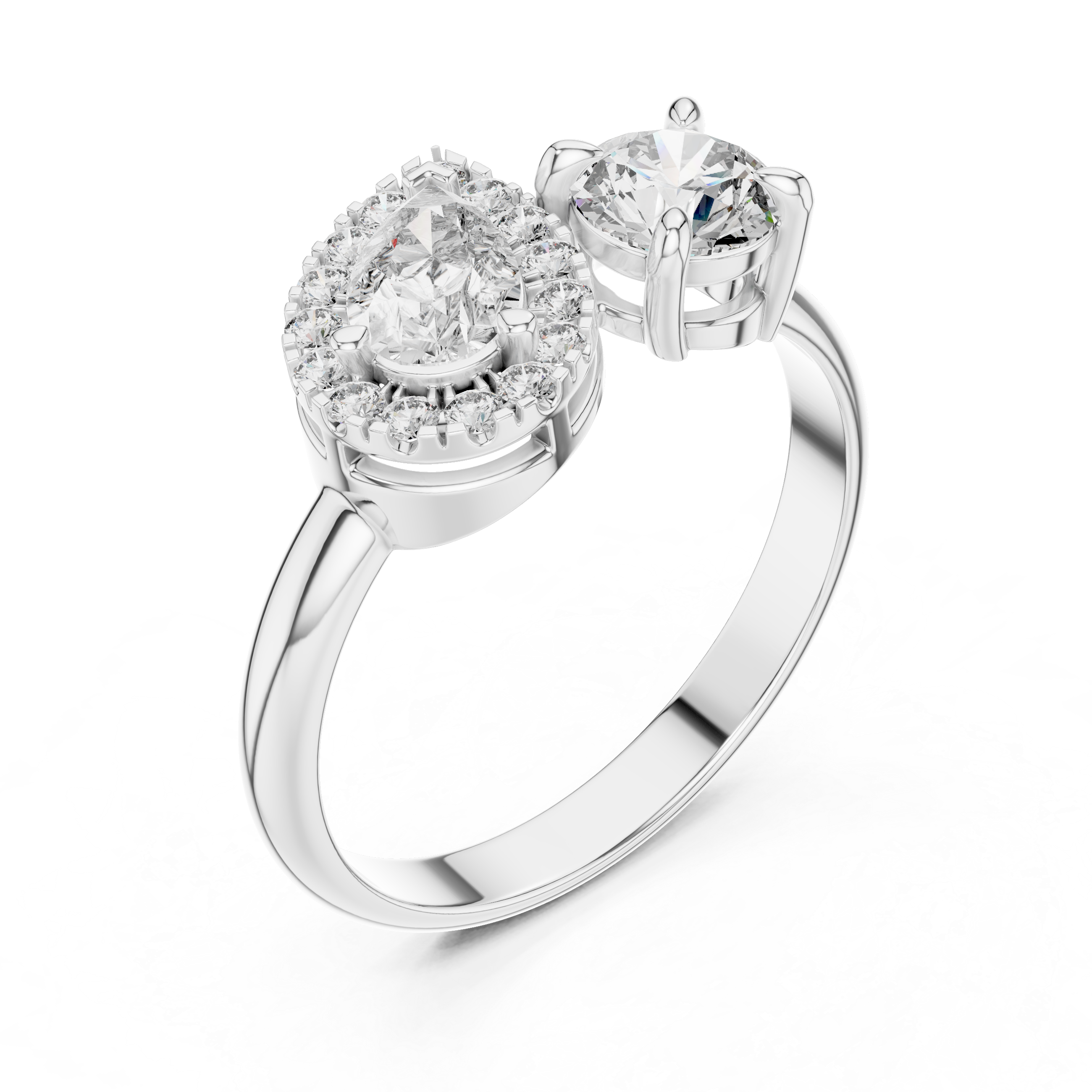 0.65 Carat Old Money Style Two Stone Moissanite Ring