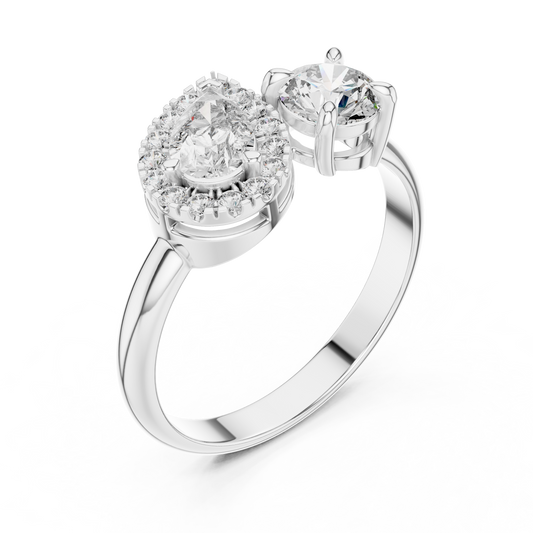 0.65 Carat Old Money Style Two Stone Moissanite Ring
