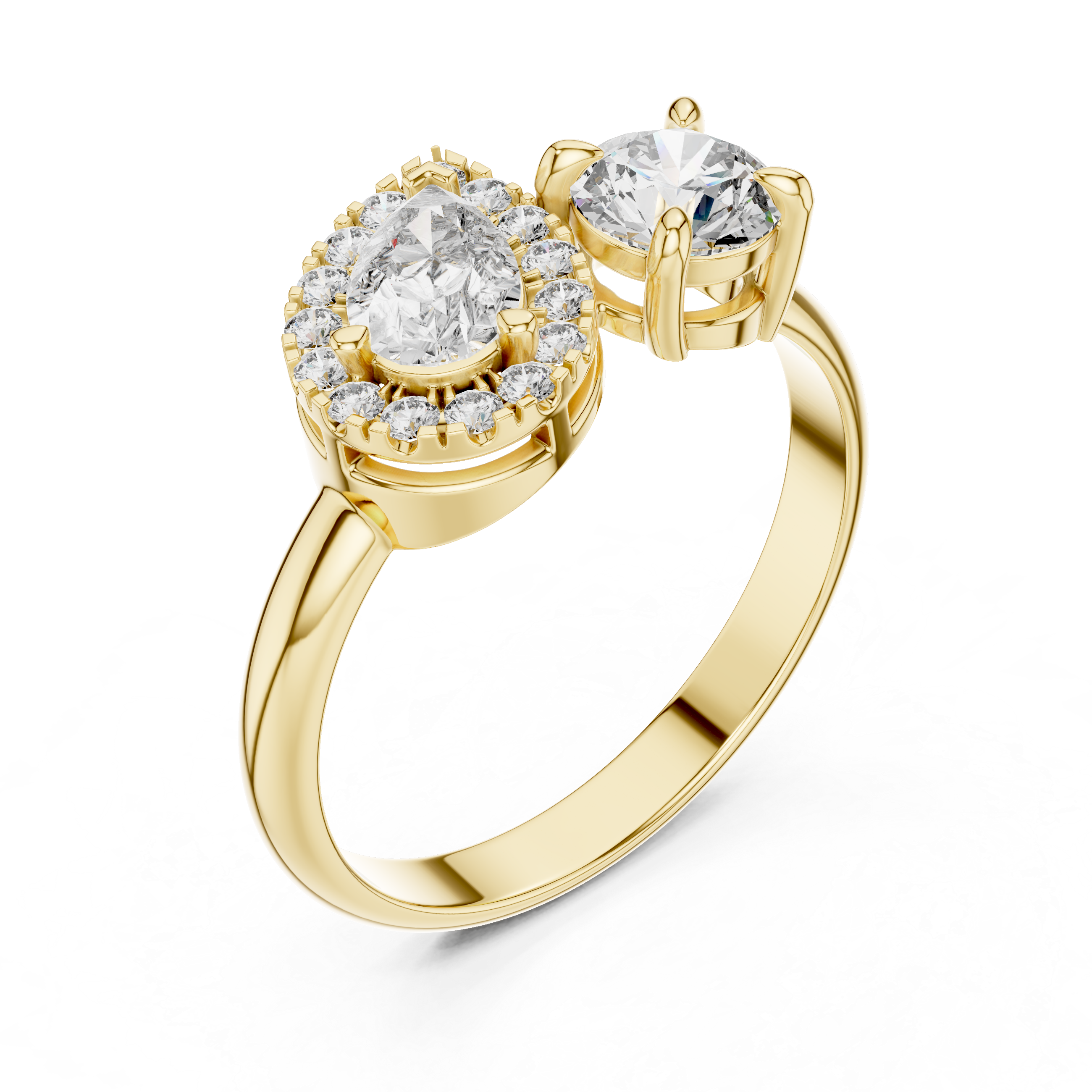 0.65 Carat Old Money Style Two Stone Moissanite Ring